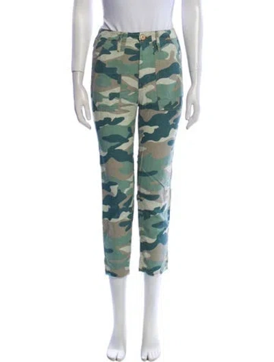 Pre-owned Mother Printed Straight Leg Pants In Green
