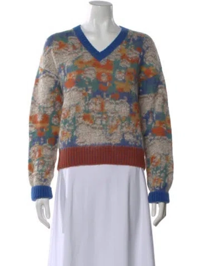 Pre-owned Mother Printed V-neck Sweater In Multi