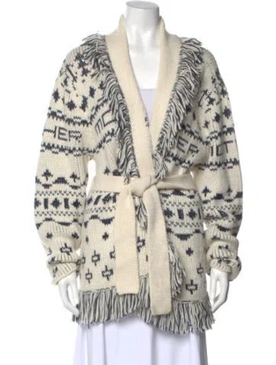 Pre-owned Mother Printed V-neck Sweater In Neutral