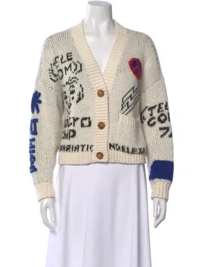 Pre-owned Mother Printed V-neck Sweater In Neutral