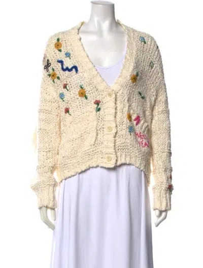 Pre-owned Mother Printed V-neck Sweater In Neutral