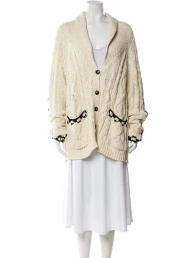 Pre-owned Mother Printed V-neck Sweater In Neutral