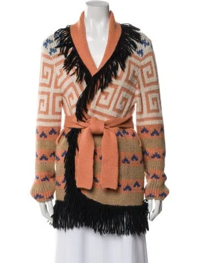 Pre-owned Mother Printed V-neck Sweater In Orange