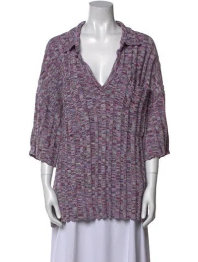 Pre-owned Mother Printed V-neck Sweater In Purple