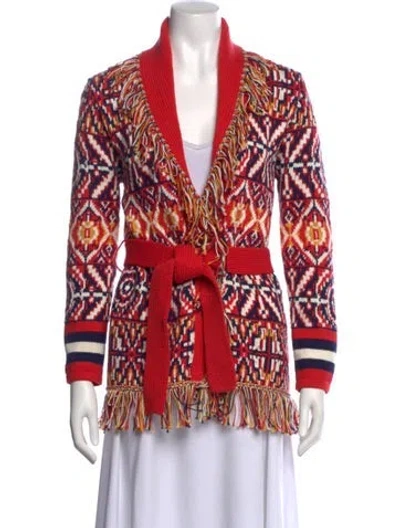 Pre-owned Mother Printed V-neck Sweater In Red