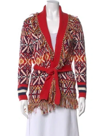 Pre-owned Mother Printed V-neck Sweater In Red