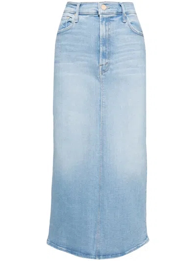 Mother Pusher High-rise Midi Skirt In Blue