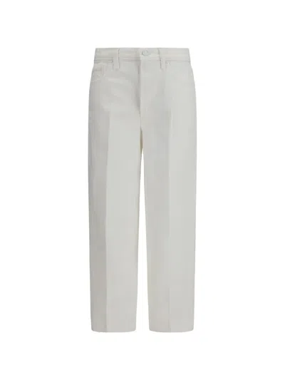 Mother Rabbit Hole Cropped Jeans In White