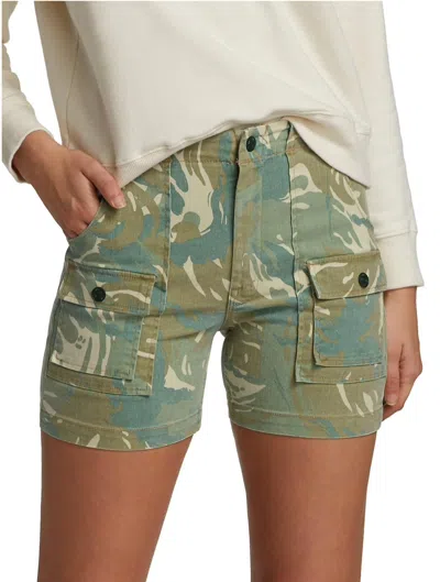 Mother Rambler Patch Pocket Short In Tropical Camo In Green
