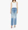 Mother The Rambler Sneak High-waisted Pants In Blue In Blue
