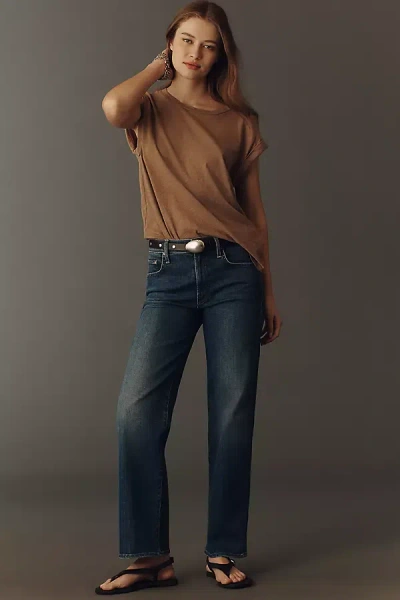 Mother Rambler Zip Ankle Mid-rise Straight-leg Jeans In Blue