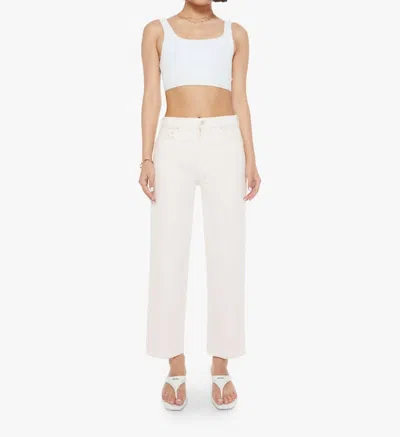 Mother Rambler Zip Ankle Wide Straight Leg In Cream Puff In Multi
