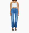 Mother Rambler Zip Flood High-waisted Jeans In Nip It In The Bud In Blue