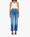 Mother Rambler Zip Flood High-waisted Jeans In Nip It In The Bud In Blue