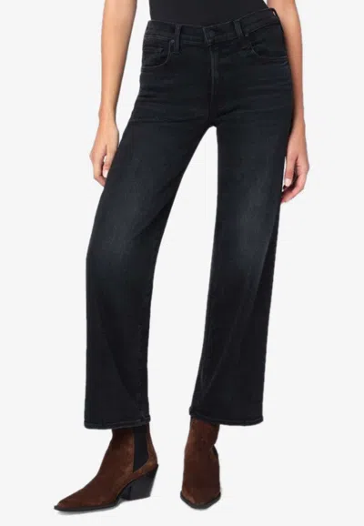 Mother The Mid Rise Rambler Zip Flood Jeans Spiked Hair Art Flair In Black