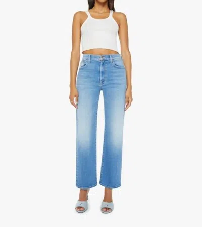 Mother Rambler Zip Flood Mid Rise Jeans In Read Between The Lines In Blue