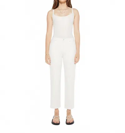 Mother Rambler Zip High Waist Ankle Pant In Cream Puffs In White