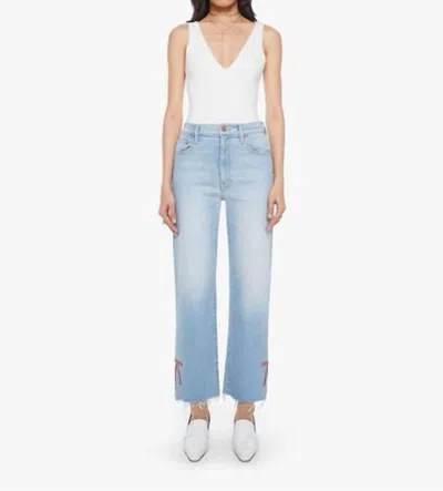 Mother The Rambler Zip Slice Hover Fray Complete 360 Jeans In Blue