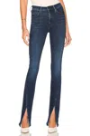 Mother Rascal Sliced Up Heel Jeans In Mint Condition In Blue