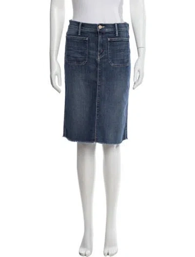 Pre-owned Mother Raw-edge Trim Knee-length Skirt In Blue