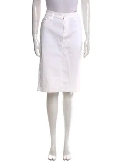 Pre-owned Mother Raw-edge Trim Knee-length Skirt In White