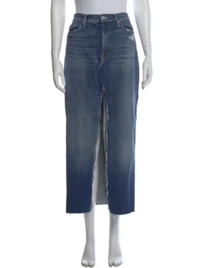 Pre-owned Mother Raw-edge Trim Long Skirt In Blue