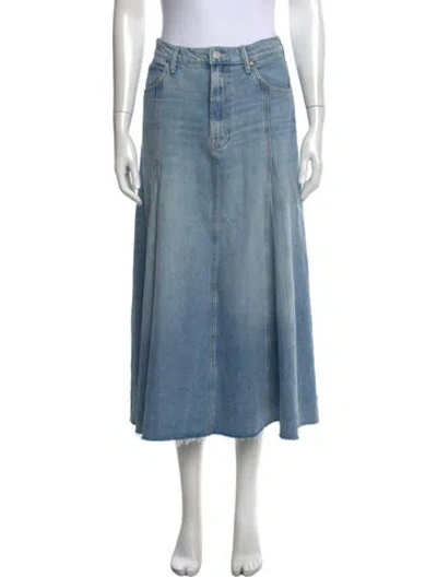 Pre-owned Mother Raw-edge Trim Long Skirt In Blue