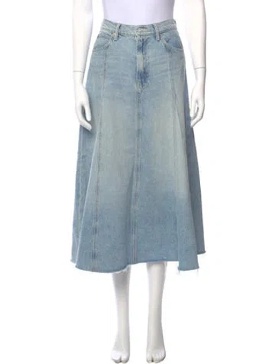 Pre-owned Mother Raw-edge Trim Midi Length Skirt In Blue