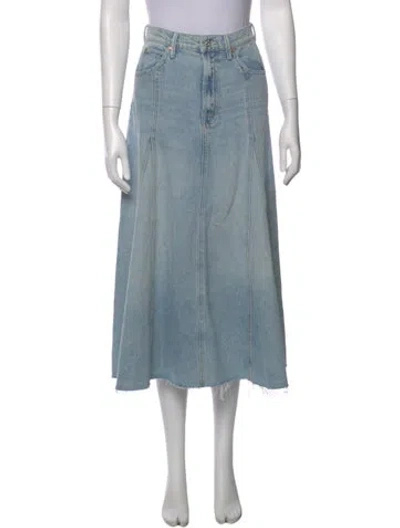 Pre-owned Mother Raw-edge Trim Midi Length Skirt In Blue