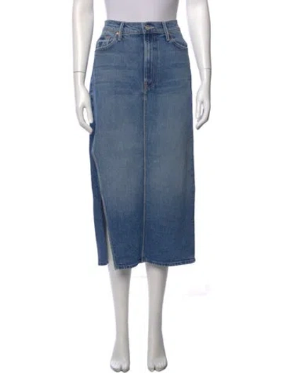 Pre-owned Mother Raw-edge Trim Midi Length Skirt In Blue