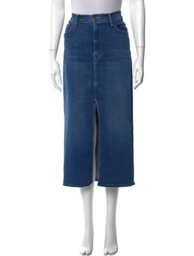 Pre-owned Mother Raw-edge Trim Midi Length Skirt In Blue