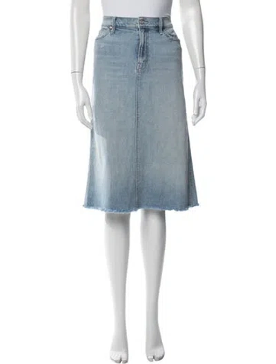 Pre-owned Mother Raw-edge Trim Midi Length Skirt In Blue