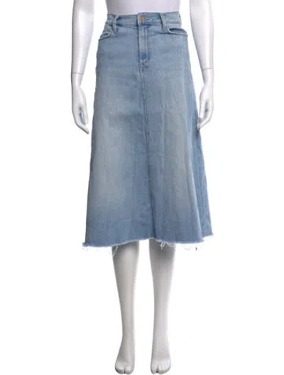 Pre-owned Mother Raw-edge Trim Midi Length Skirt In Blue