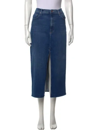 Pre-owned Mother Raw-edge Trim Midi Length Skirt In Blue