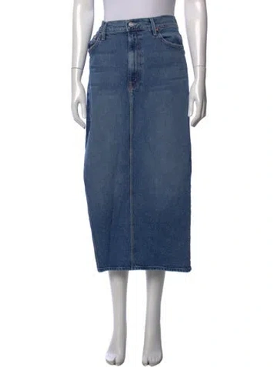 Pre-owned Mother Raw-edge Trim Midi Length Skirt In Blue