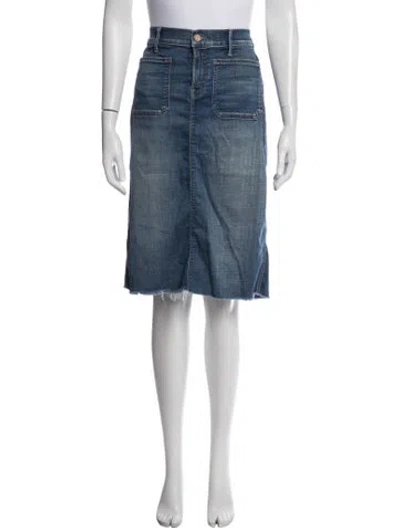 Pre-owned Mother Raw-edge Trim Midi Length Skirt In Blue