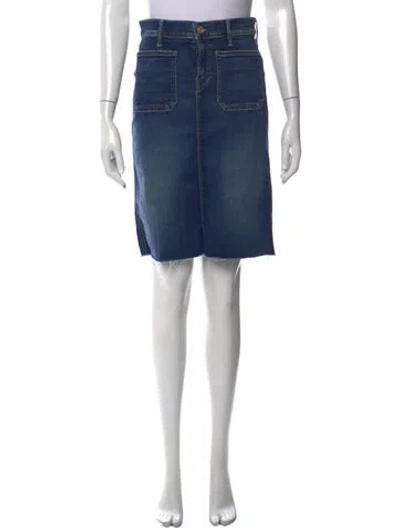 Pre-owned Mother Raw-edge Trim Midi Length Skirt In Blue