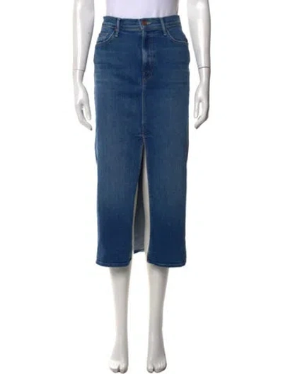 Pre-owned Mother Raw-edge Trim Midi Length Skirt In Blue
