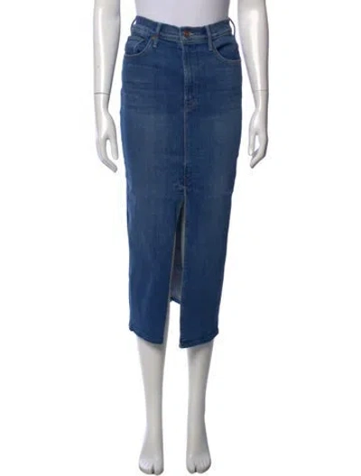 Pre-owned Mother Raw-edge Trim Midi Length Skirt In Blue
