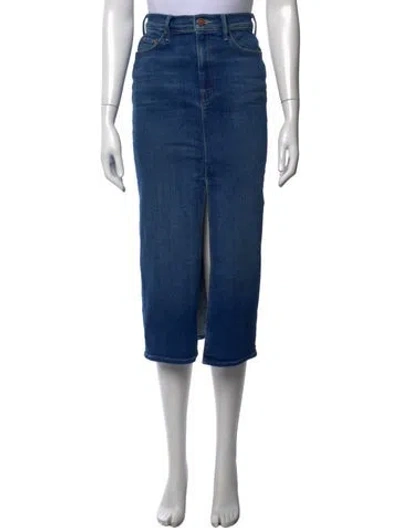 Pre-owned Mother Raw-edge Trim Midi Length Skirt In Blue