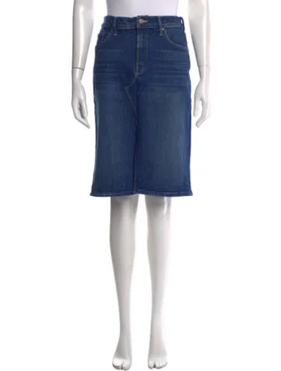 Pre-owned Mother Raw-edge Trim Midi Length Skirt W/ Tags In Blue