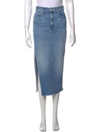 Pre-owned Mother Raw-edge Trim Midi Length Skirt W/ Tags In Blue