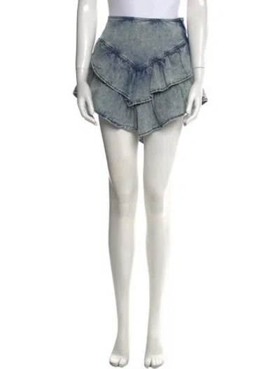 Pre-owned Mother Raw-edge Trim Mini Skirt In Blue
