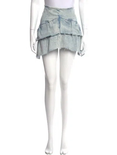 Pre-owned Mother Raw-edge Trim Mini Skirt In Blue