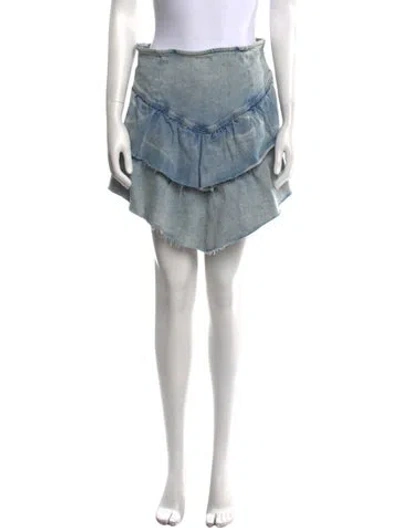 Pre-owned Mother Raw-edge Trim Mini Skirt In Blue