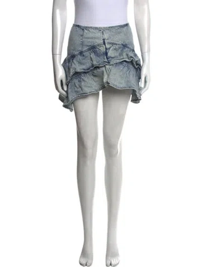 Pre-owned Mother Raw-edge Trim Mini Skirt In Blue