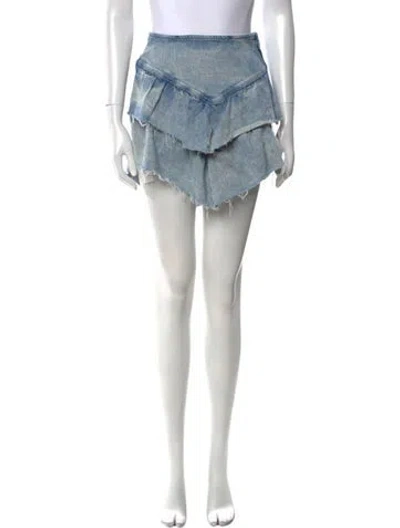 Pre-owned Mother Raw-edge Trim Mini Skirt In Blue