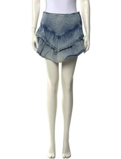 Pre-owned Mother Raw-edge Trim Mini Skirt In Blue