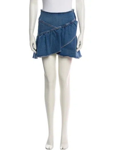 Pre-owned Mother Raw-edge Trim Mini Skirt In Blue