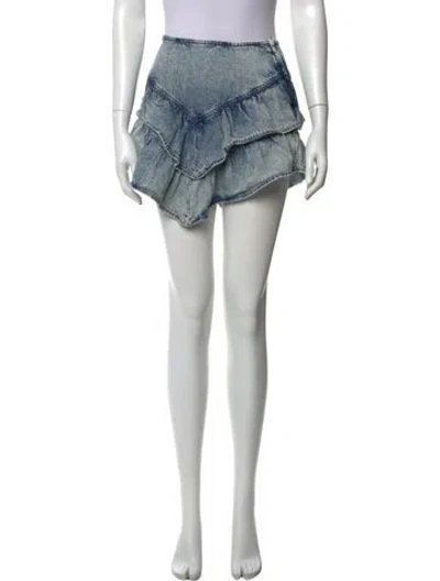 Pre-owned Mother Raw-edge Trim Mini Skirt In Blue